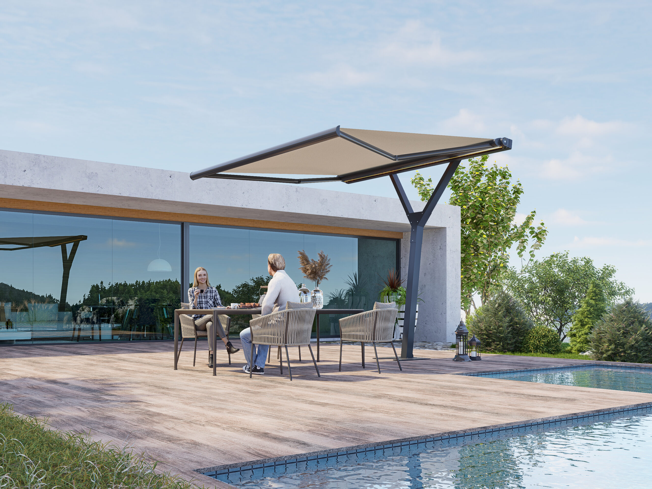 Free Standing Y-Style Retractable Awning