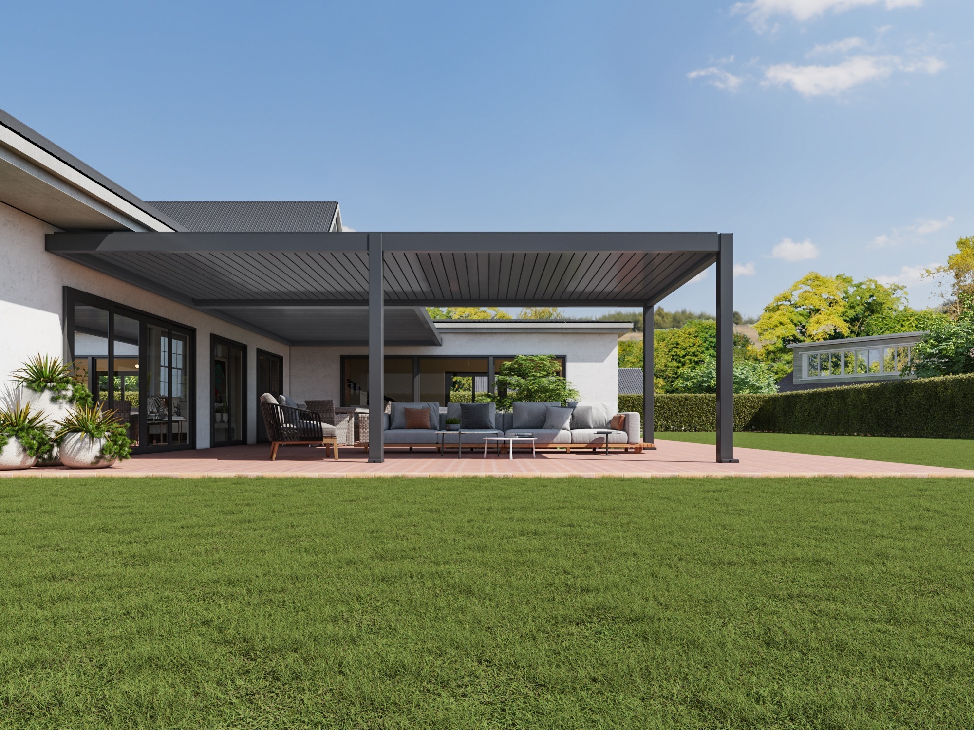 Grey Model NX60 Outdoor Pergola L Shape