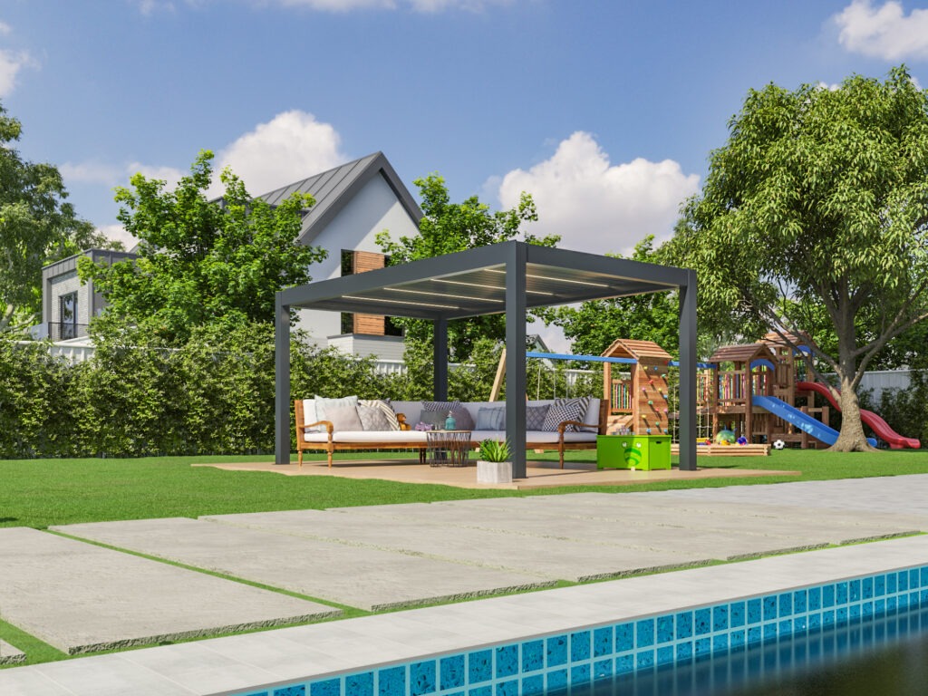 Modern Pavilion - Model NX100 3x5 Gray Close Day Time