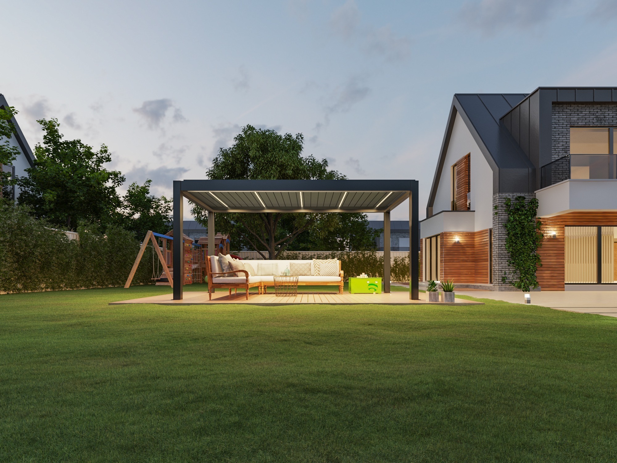 Free standing Anthracite Grey pergola