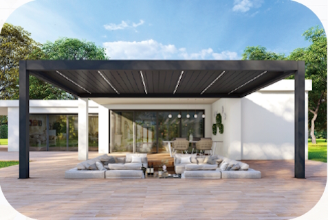 Grey Outdoor Pergola at Yard